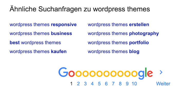 Keyword Recherche Tool Google Suggest - Auch am Ende einer Suchergebnisseite (SERP)