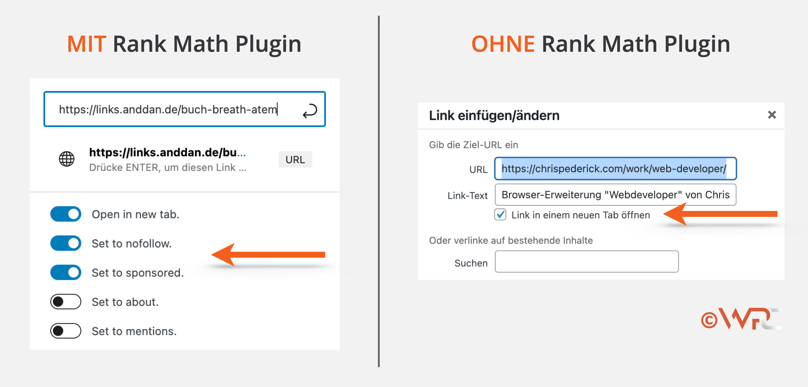 nofollow und sponsored Link Attribute einfach setzen mit dem SEO Plugin Rank Math