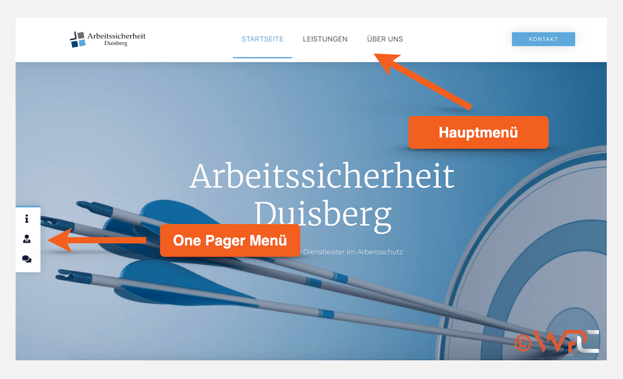 One Pager Menü für bessere Navigation und eine positive User Experience