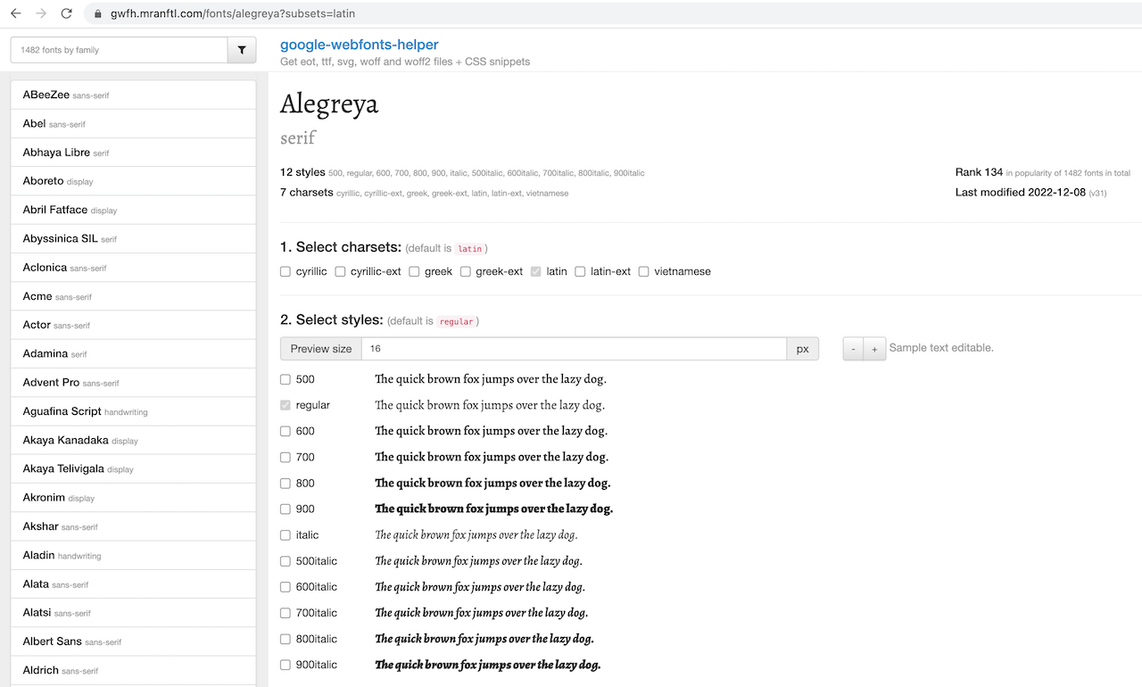 Google Webfonts Helper - lade Google Fonts herunter, um sie selbst zu hosten