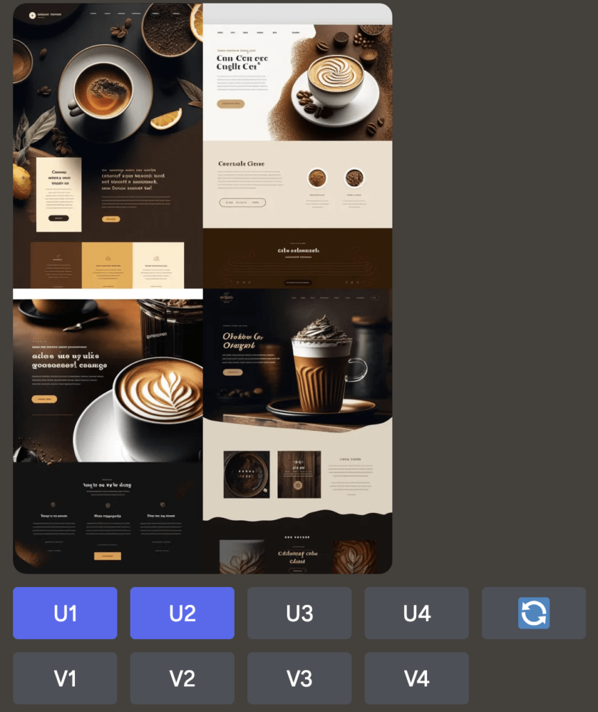 Midjourney User Interface erklärt Upscale und Versionen